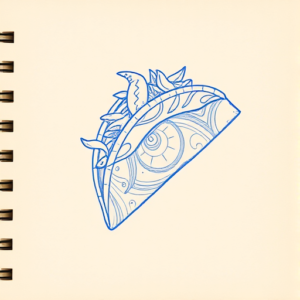 Rough Blue Pencil Sketch Taco Tattoo