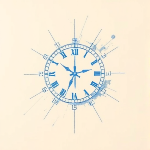 Rough Blue Pencil Sketch Time Tattoo