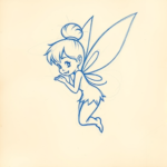 Rough Blue Pencil Sketch Tinkerbell Tattoo