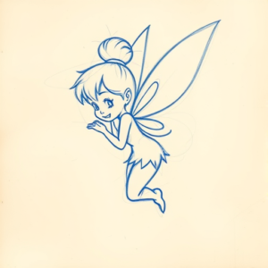 Rough Blue Pencil Sketch Tinkerbell Tattoo
