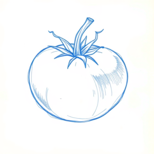 Rough Blue Pencil Sketch Tomato Tattoo