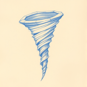 Rough Blue Pencil Sketch Tornado Tattoo