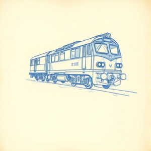 Rough Blue Pencil Sketch Train Tattoo