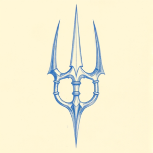 Rough Blue Pencil Sketch Trident Tattoo