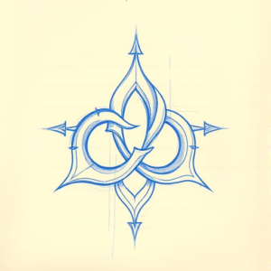 Rough Blue Pencil Sketch Trinity Tattoo