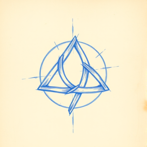 Rough Blue Pencil Sketch Triquetra Tattoo