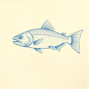 Rough Blue Pencil Sketch Trout Tattoo