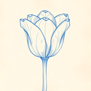 Rough Blue Pencil Sketch Tulip Tattoo