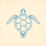 Rough Blue Pencil Sketch Turtle Tattoo