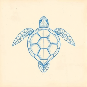 Rough Blue Pencil Sketch Turtle Tattoo