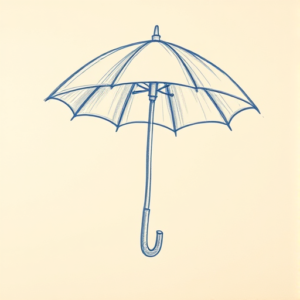 Rough Blue Pencil Sketch Umbrella Tattoo
