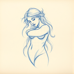 Rough Blue Pencil Sketch Venus Tattoo