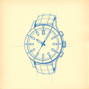 Rough Blue Pencil Sketch Watch Tattoo