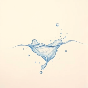 Rough Blue Pencil Sketch Water Tattoo