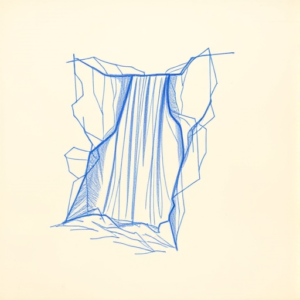 Rough Blue Pencil Sketch Waterfall Tattoo