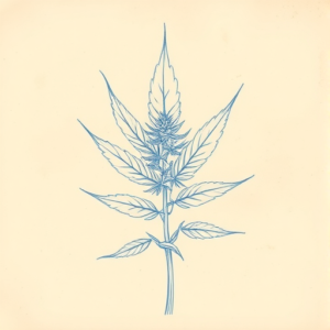 Rough Blue Pencil Sketch Weed Tattoo