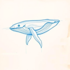 Rough Blue Pencil Sketch Whale Tattoo