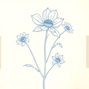 Rough Blue Pencil Sketch Wildflower Tattoo