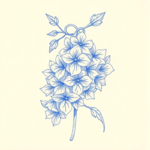 Rough Blue Pencil Sketch Wisteria Tattoo