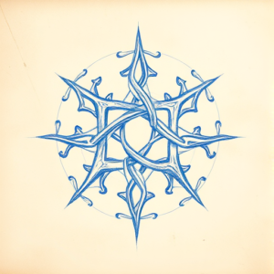 Rough Blue Pencil Sketch Yggdrasil Tattoo