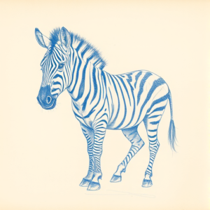 Rough Blue Pencil Sketch Zebra Tattoo