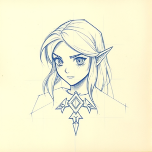 Rough Blue Pencil Sketch Zelda Tattoo