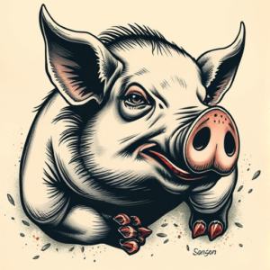 Samson Pig Tattoo