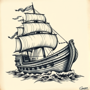Samson Ship Tattoo