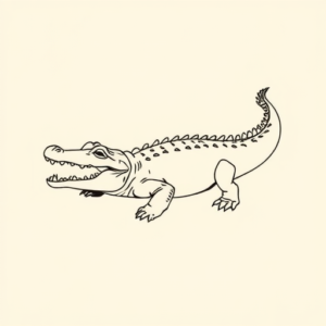 Single Line Alligator Tattoo