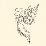 Single Line Angel Tattoo