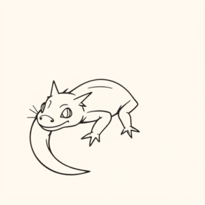 Single Line Axolotl Tattoo