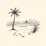 Single Line Beach Tattoo