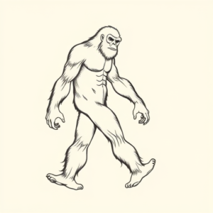 Single Line Bigfoot Tattoo