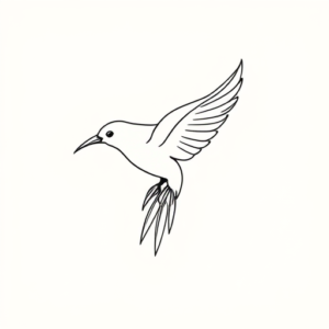 Single Line Bird Tattoo