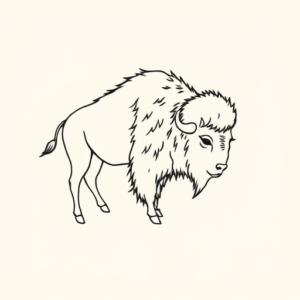 Single Line Bison Tattoo