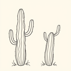 Single Line Cactus Tattoo