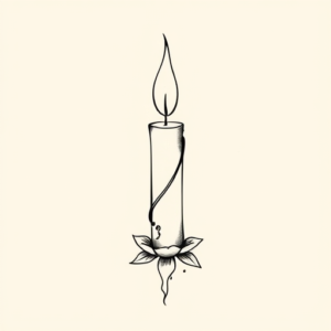 Single Line Candle Tattoo