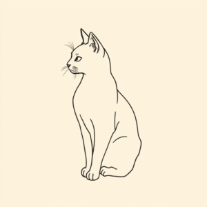 Single Line Cat Tattoo