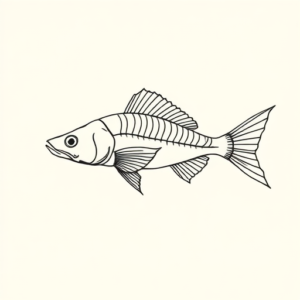 Single Line Catfish Tattoo