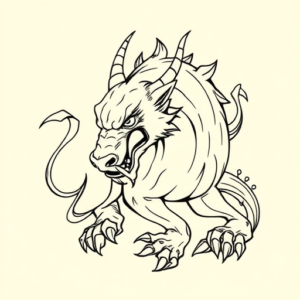 Single Line Cerberus Tattoo