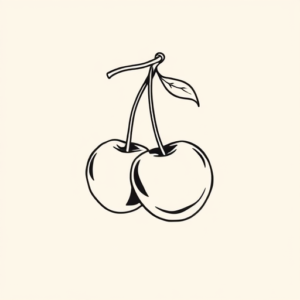 Single Line Cherry Tattoo