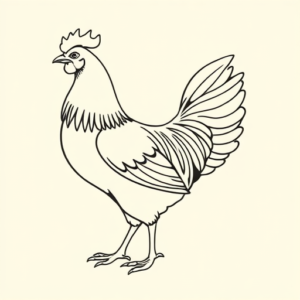 Single Line Chicken Tattoo