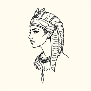Single Line Cleopatra Tattoo