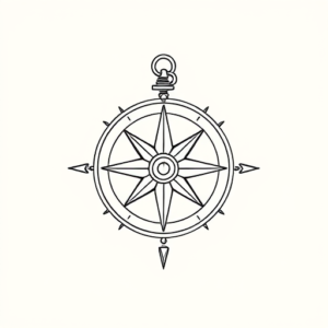 Single Line Compass Tattoo