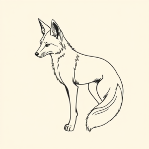 Single Line Coyote Tattoo