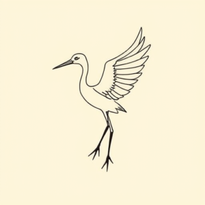 Single Line Crane Tattoo