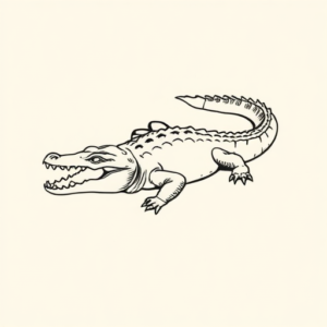 Single Line Crocodile Tattoo