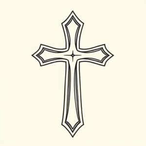 Single Line Cross Tattoo