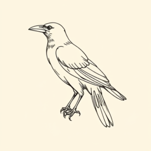 Single Line Crow Tattoo