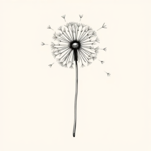 Single Line Dandelion Tattoo